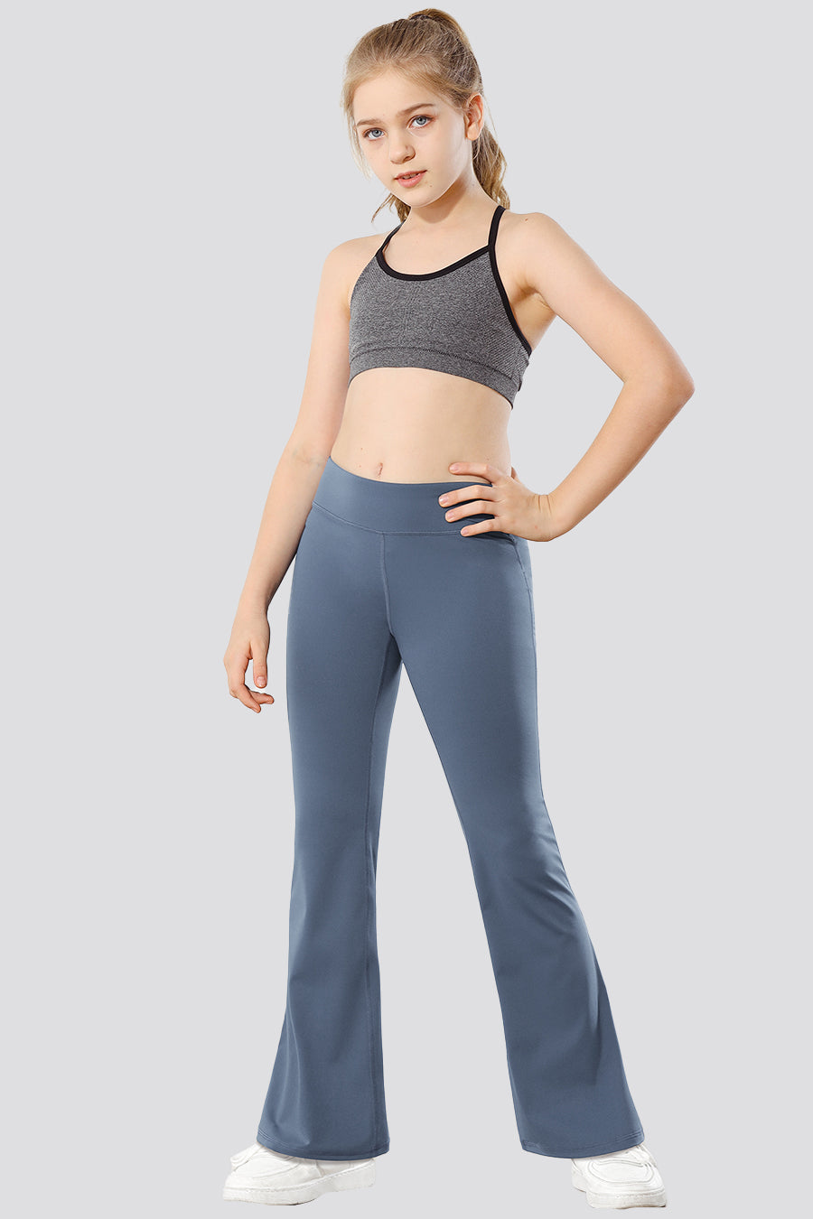 Girls flare leggings grey blue