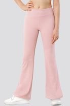 Pink flare leggings front view