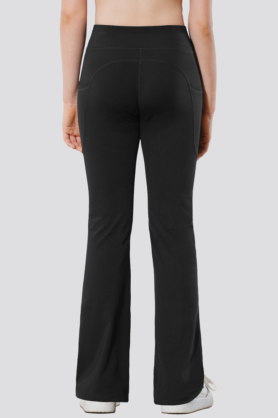 Black high waisted leggings back view