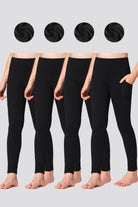 Four black color yoga pants front view