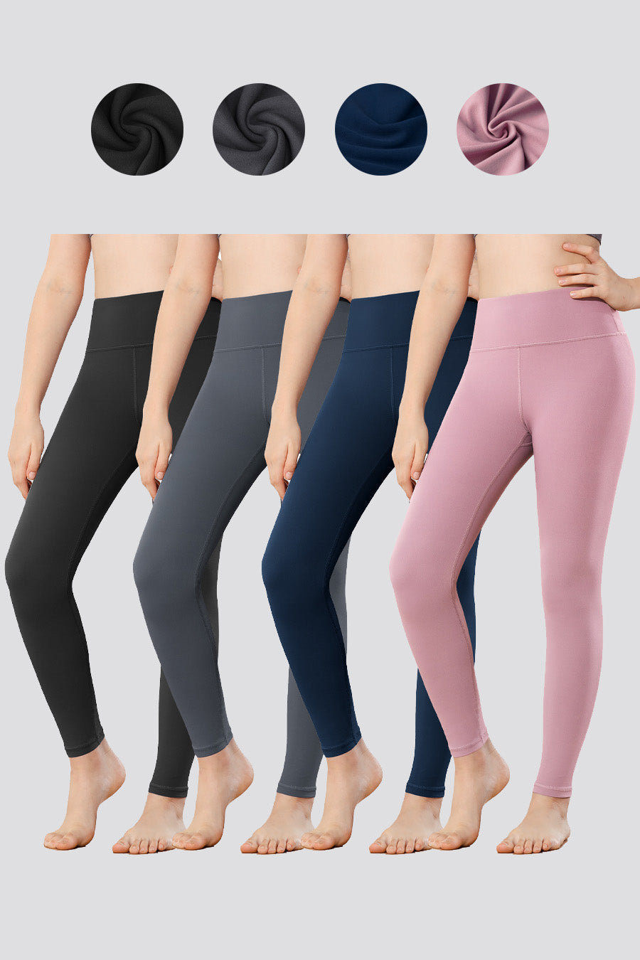 Four color yoga pants front view 