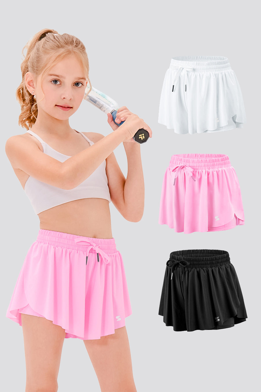 running short pack black white pink