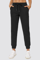 Black cotton joggers for women front view