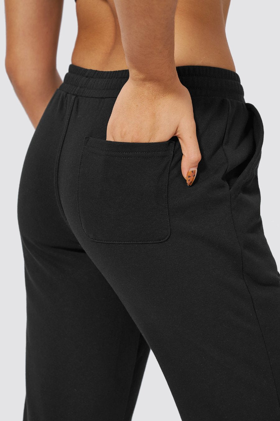 Black cotton joggers for women pockets