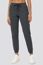 Charcoal cotton joggers for women Front view