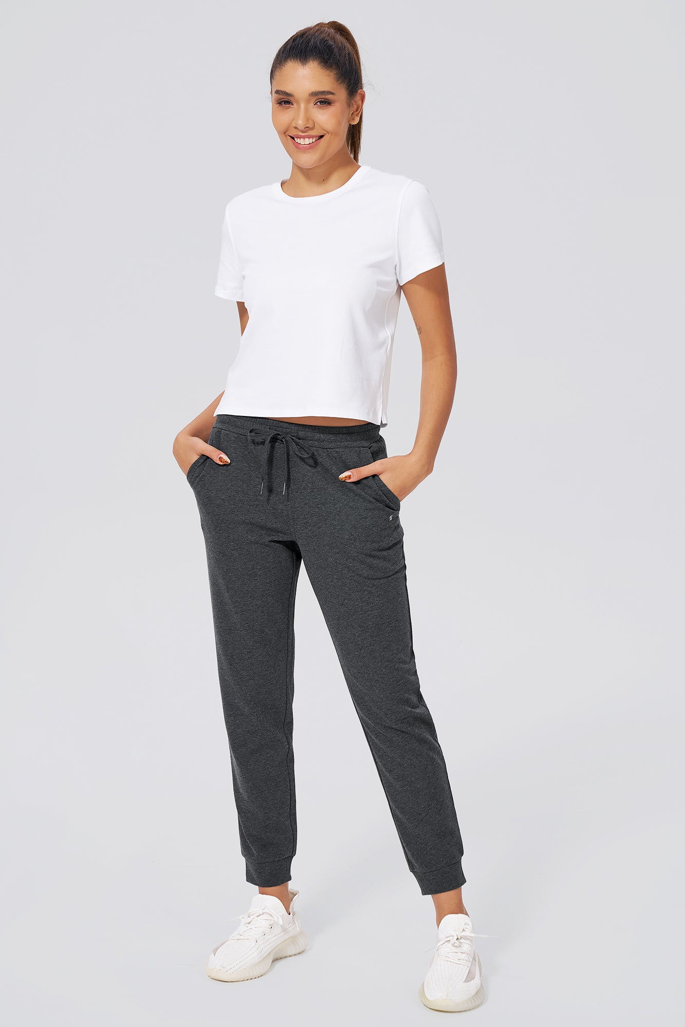 Charcoal cotton joggers for women full-body