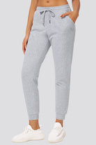 Heather Grey cotton joggers for women Front view