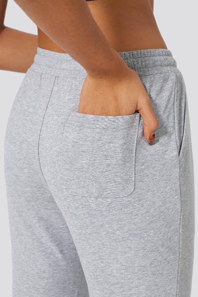 Heather Grey cotton joggers for women pockets