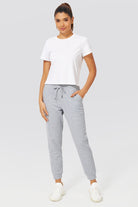 Ultra Light Grey cotton joggers for women Front view