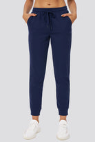 Navy cotton joggers for women front view