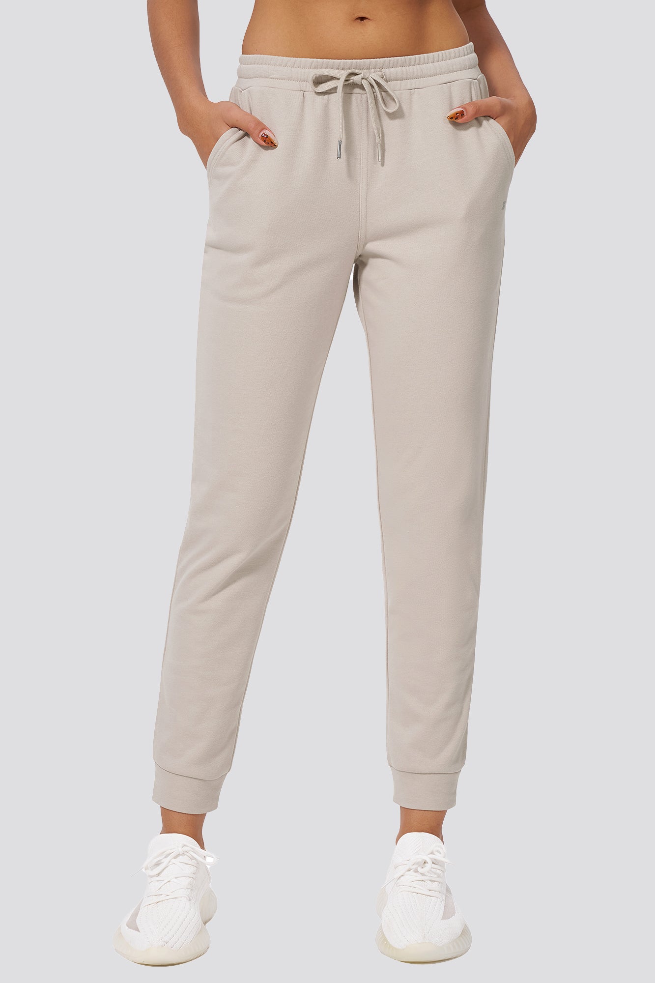 Oat Milk cotton joggers for women front view