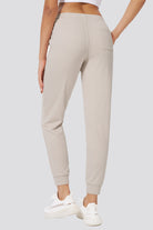 Oat Milk cotton joggers for women back view