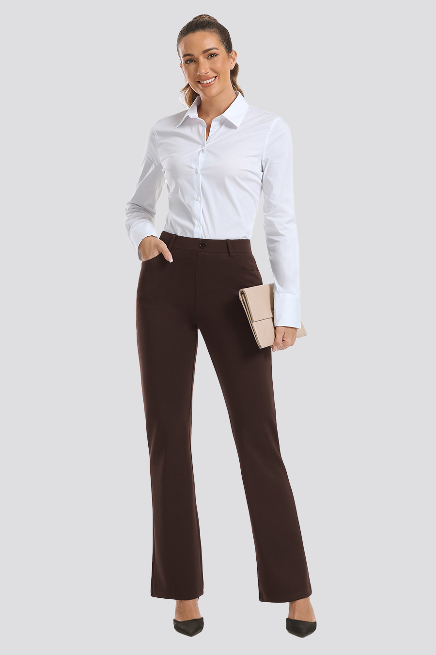 Women Casual Pants Coffee