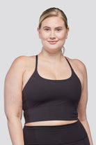 crop top sports bra black  front view