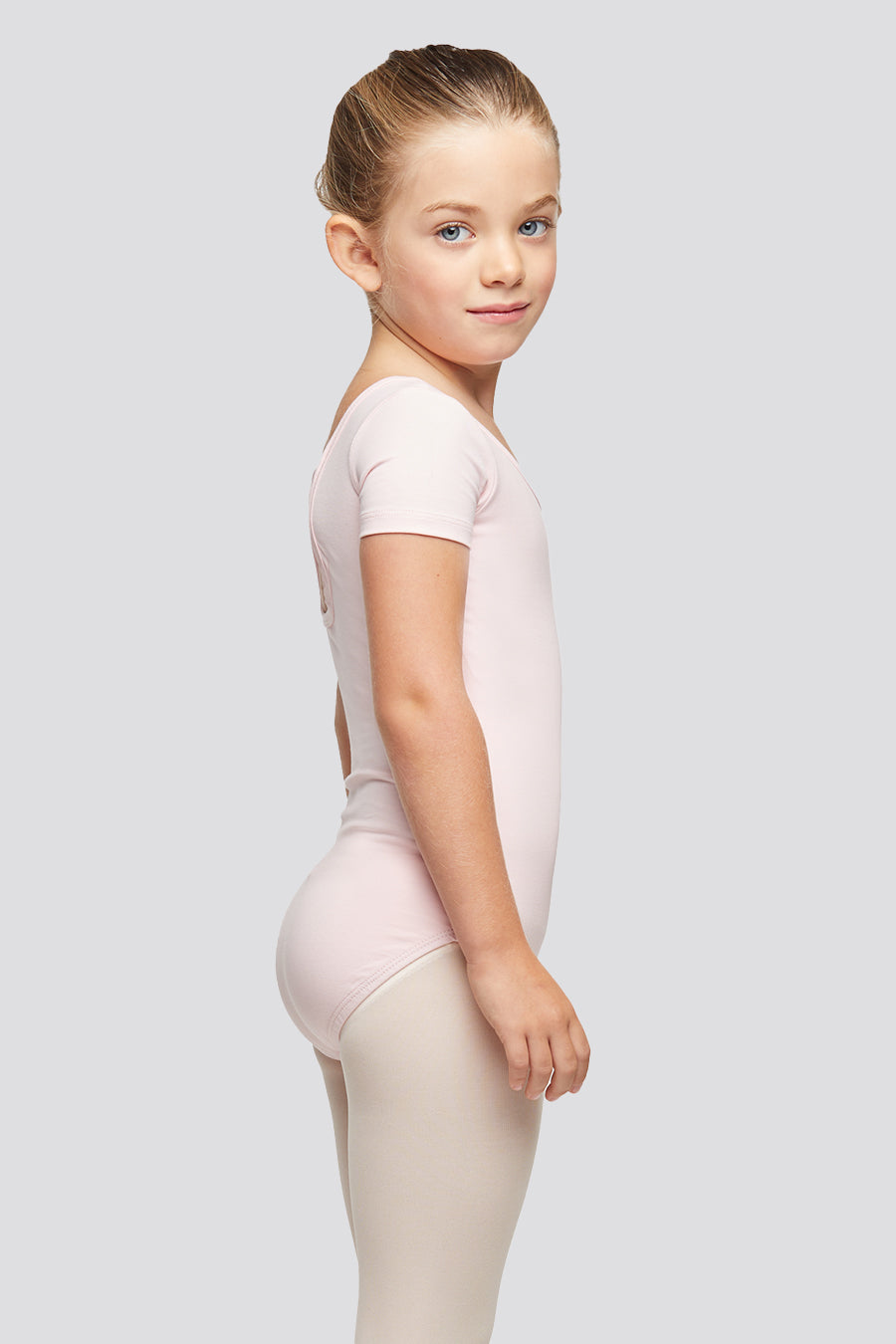 short sleeve leotard Ballet Pink side view