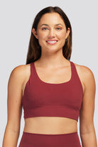 criss cross back sports bra Burgundy front