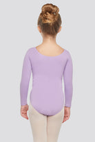 long sleeve leotard purple back view