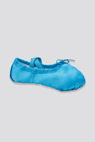 Blue kids ballet shoes detail