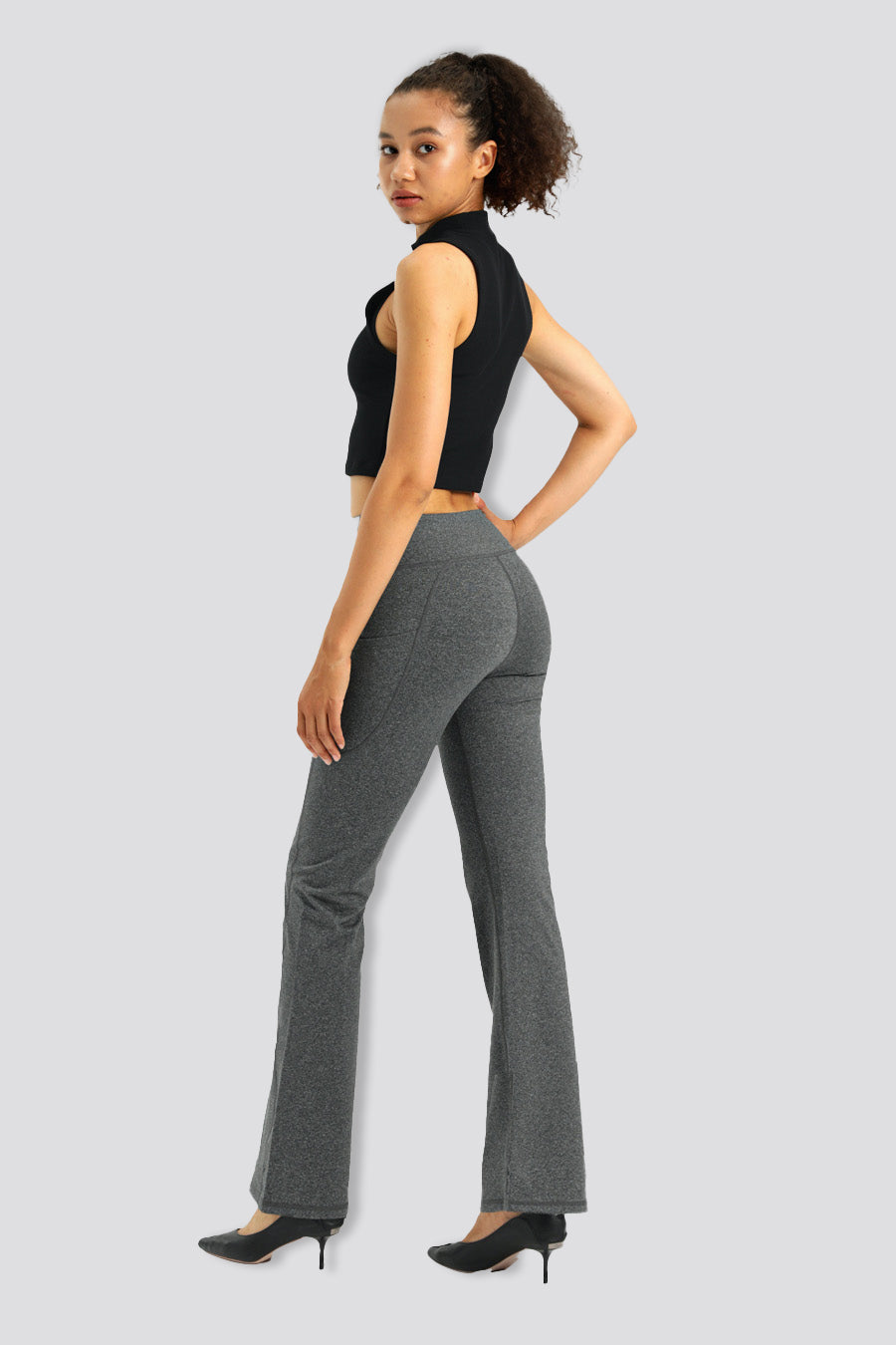 yoga flare pants Light Hemp Gray side