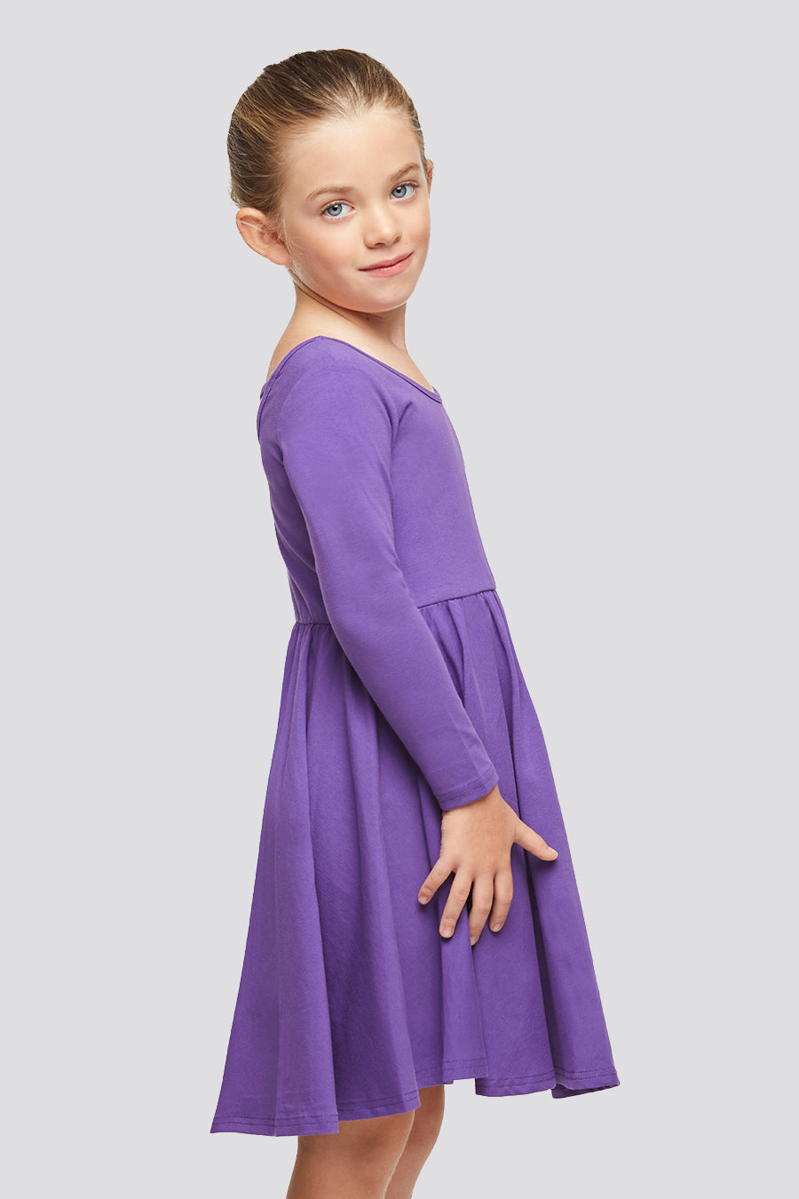 girls long sleeve dress Purple