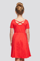 Back view red a line dress