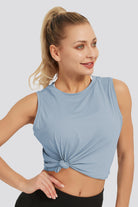 crop tank top Blue front view