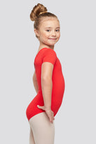 short sleeve leotard red side view