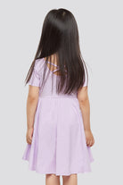 back view lavender short sleeve dress