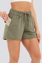 shorts with pockets womens Olive Green front view