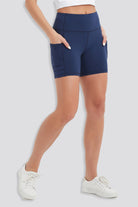 High Waisted Yoga Shorts Royal Blue side