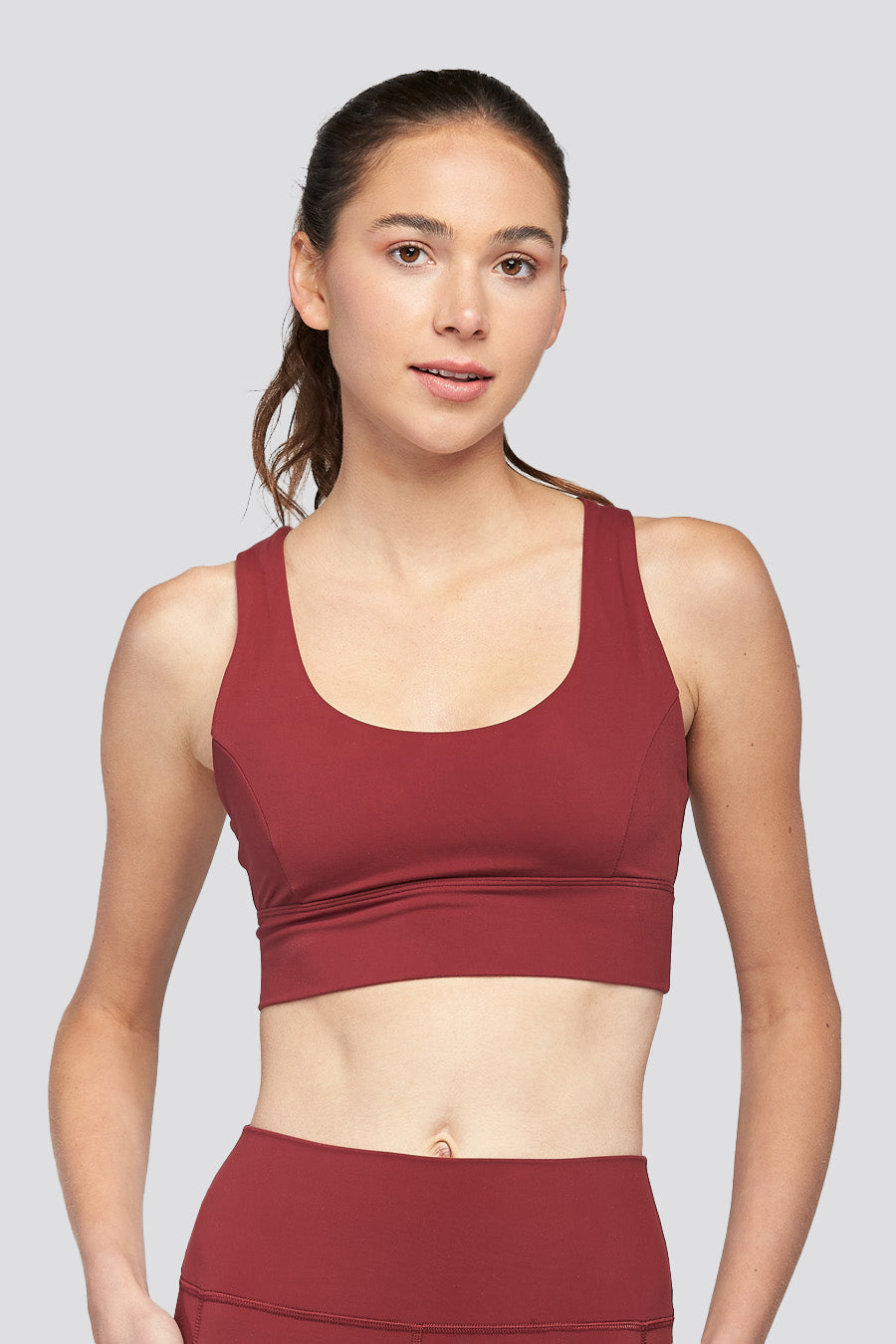 criss cross sports bra Burgundy front