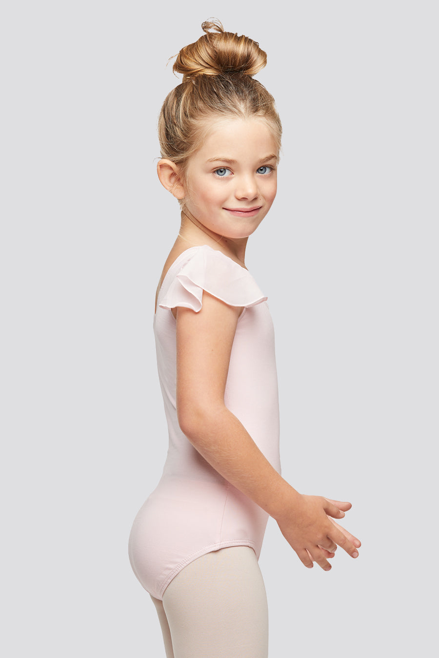  pink ballet leotards for girls , side view