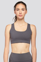 Effortless Cross Back Sports Bras Charcoal front