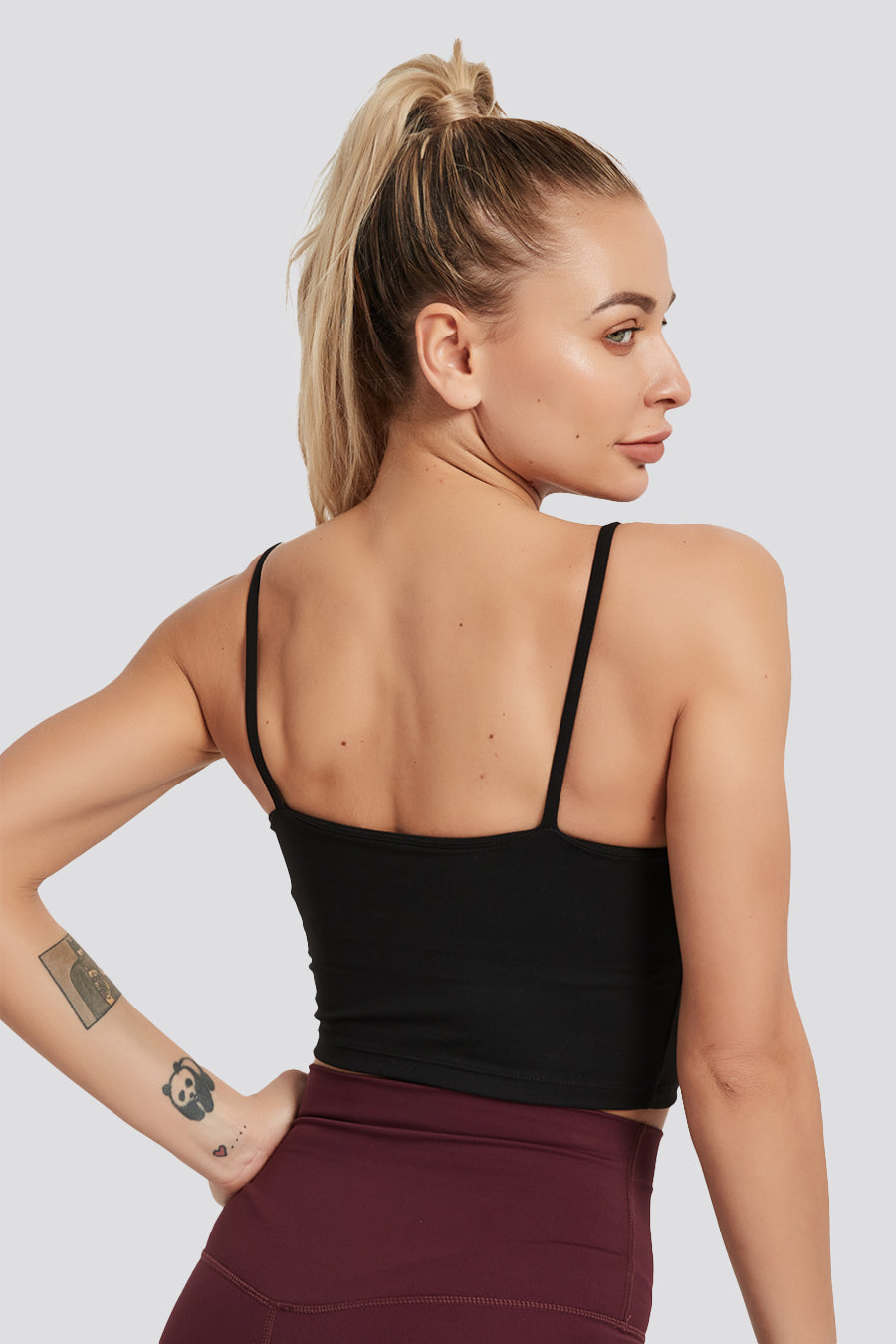 sports bra tank top black back view