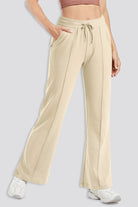 wide leg sweatpants Khaki front