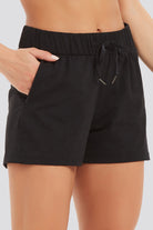 shorts with pockets womens black front view