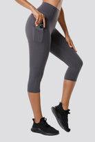 high waisted capri leggings grey side