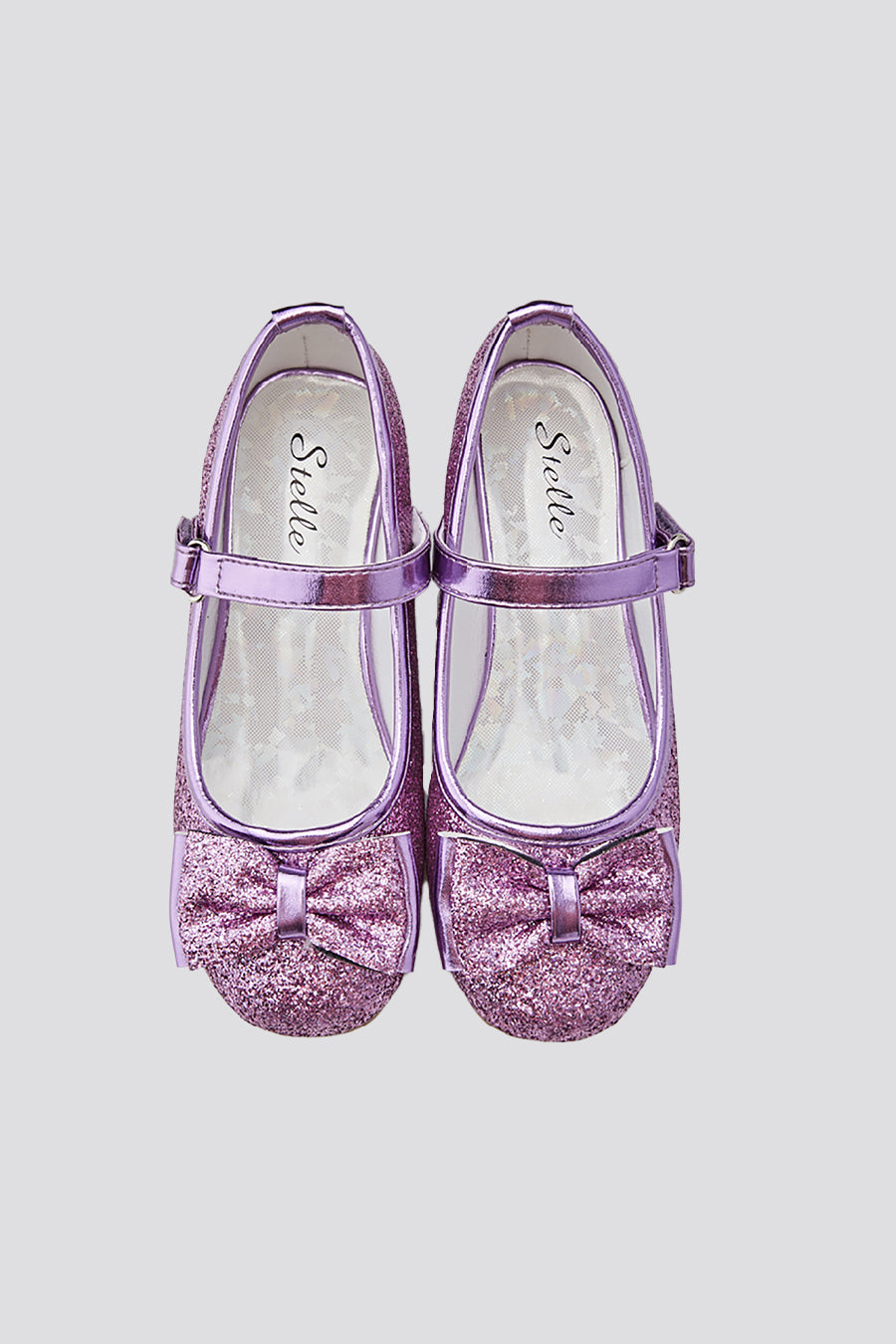 glitter mary janes for toddlers purple top view