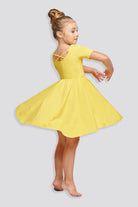 Side view yellow a line dress