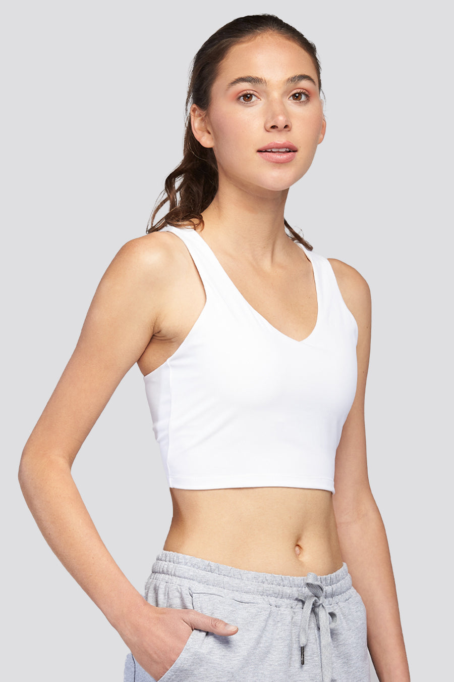 racerback sports bra white side