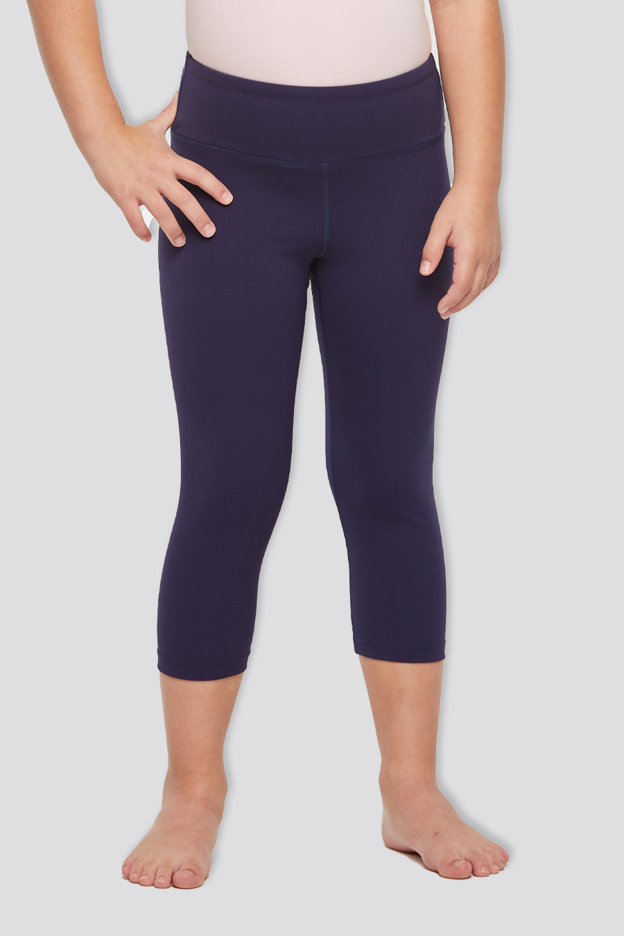 girls capri leggings navy front view