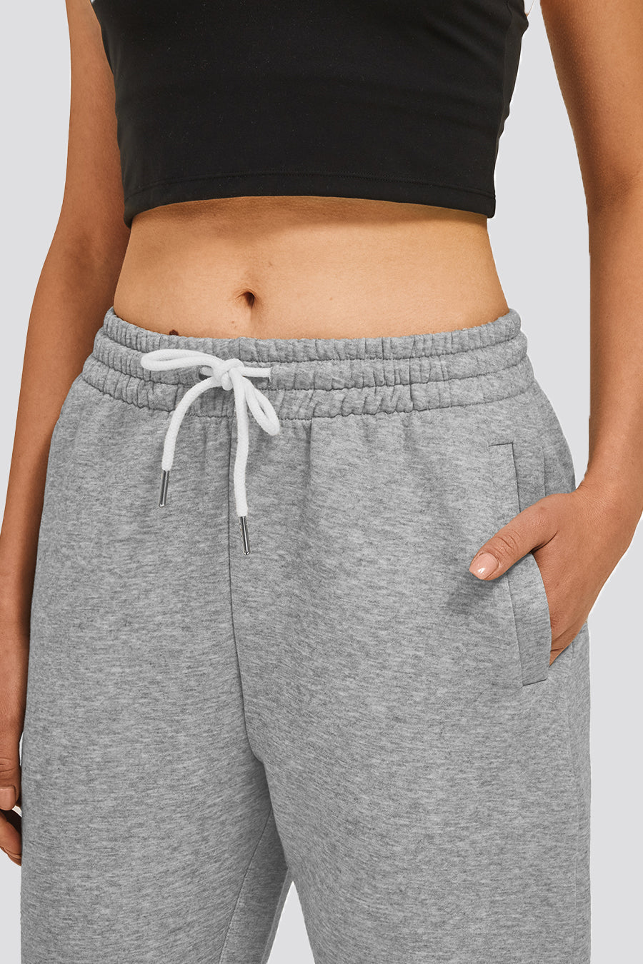 womens cotton joggers Grey front view