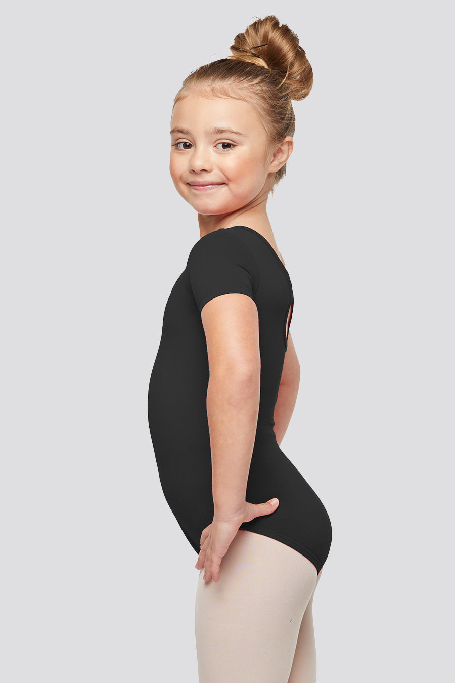 short sleeve leotard black side view