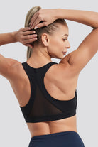 racerback sports bra Black back view