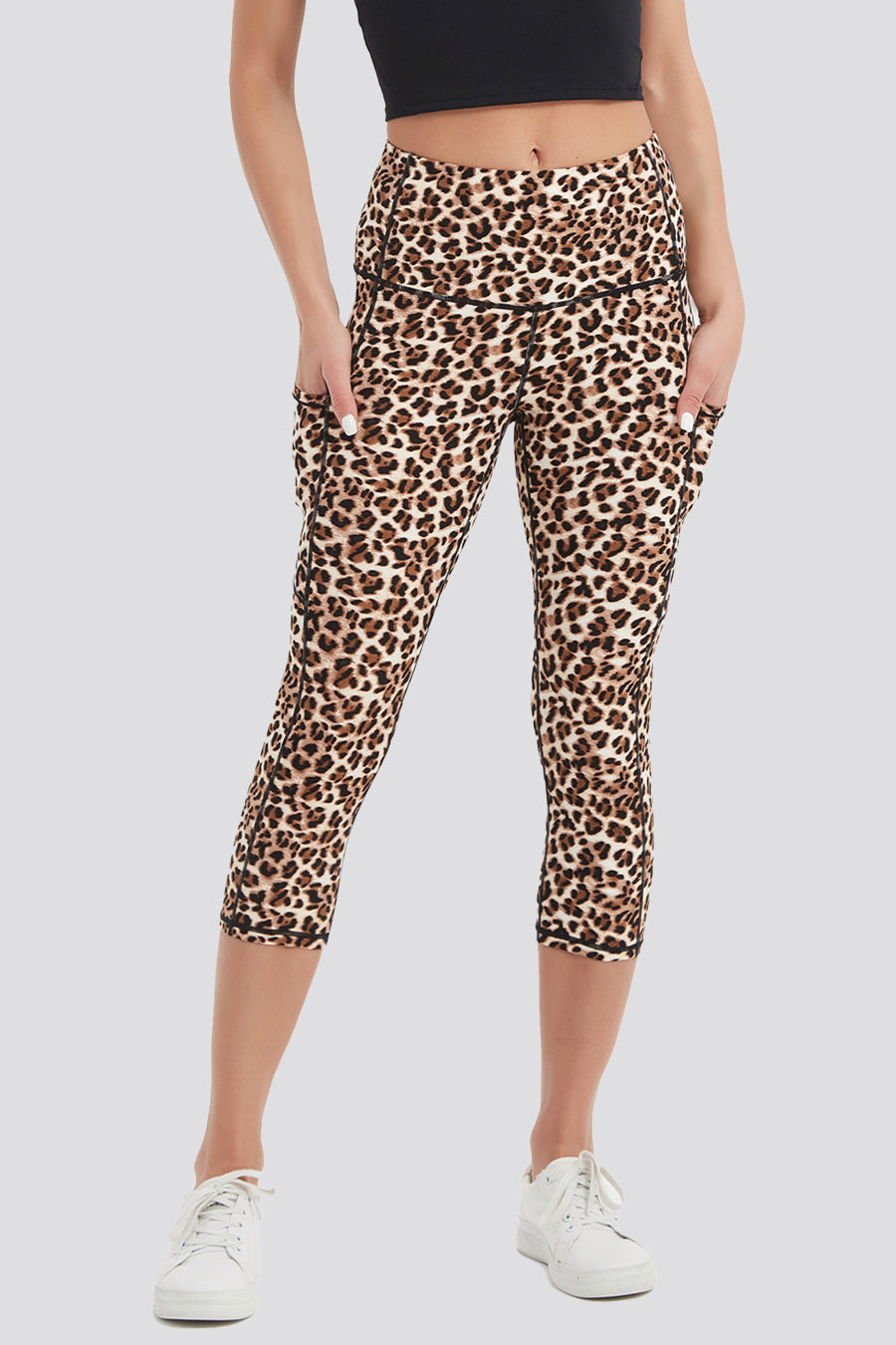 capri leggings Leopard front view