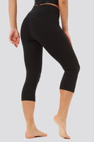 high waisted capri leggings black back