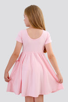 Back view pink dress with pockets for girls