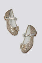 glitter mary janes for toddlers gold side view