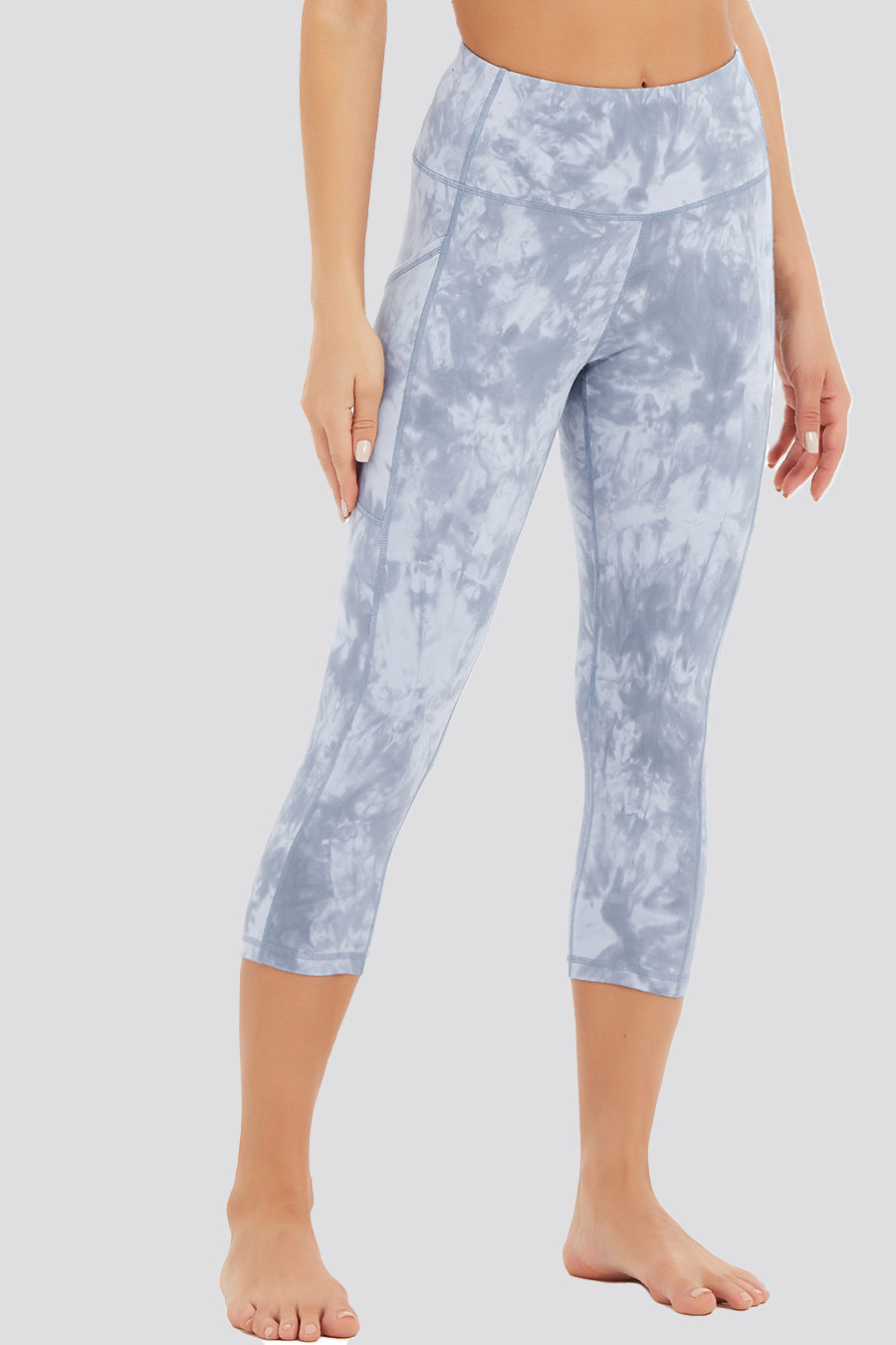 tie dye capri leggings Tie Dye Grey front