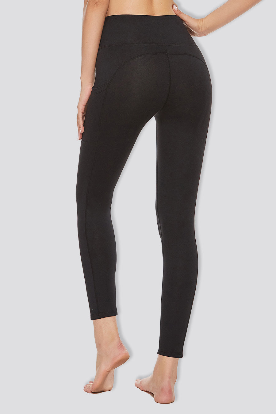 high waisted yoga leggings black back view